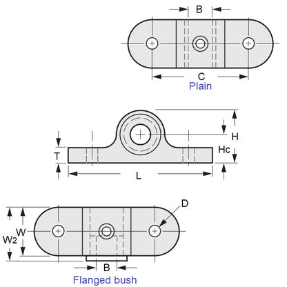 1075080 | BBP-6.350-ZD --- Pillow Block Die Cast Housings - 6.35 mm x 56.356 mm x 38.1 mm