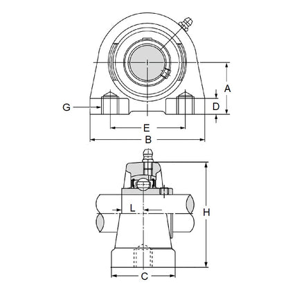 Alloggiamento del cuscinetto 42.863 x 53.975 x 127 - Unità base filettata inossidabile - MBA (confezione da 1)