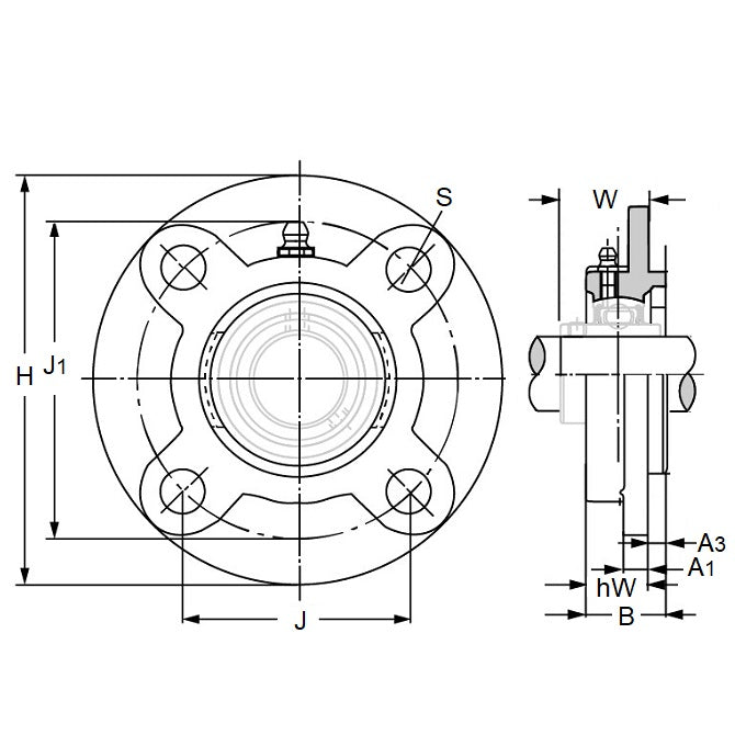1196466 | FC206 (Each) --- Flanged Round Cast Iron Housings - 125x32.2x8 mm - Cast Iron Housing