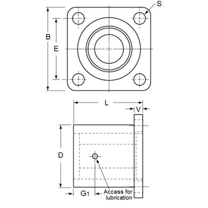 1102921 | LCHF-0127-043-TS (Each) --- Thomson Super Housings Linear - 12.7x41.4 - 4.8 x 31.75 Flanged