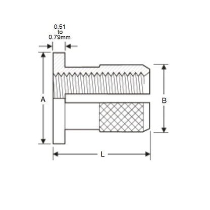 Inserto di espansione 6-32 UNC x 5.055 x 6.325 - Press In acciaio inossidabile 303 flangiato - MBA (confezione da 1)