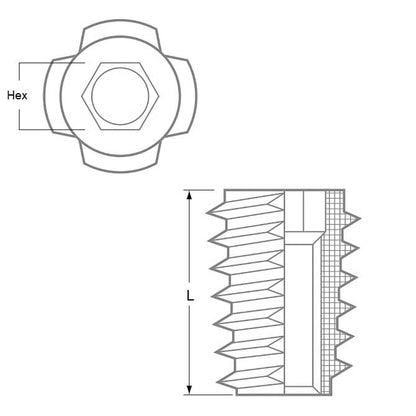 1060793 | IN-TP-0476F-130-WH (10 Pcs) --- Inserts - 10-32 UNF (4.762mm) x 7 mm x 13.005 mm