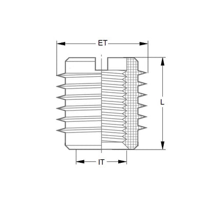 1044716 | IN-TP-030M-10-WSS (PK-10) --- Self Tapping Inserts - M3 - 3x0.5mm - 6.35x9.525 mm For Wood