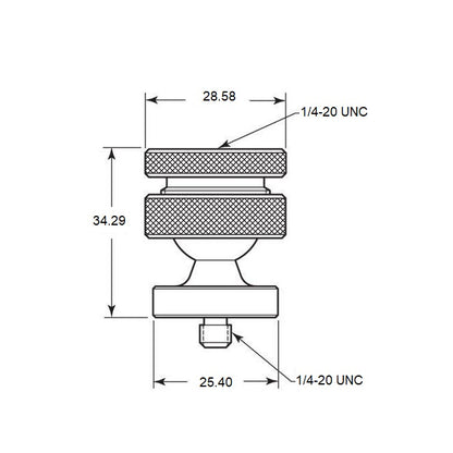 1070017 | CMM-14225RS (Each) --- Ball Positioner Joints - 1/4-20 UNC - 6.35mm - 1/4-20 UNC - 6.35mm - 28.58 mm