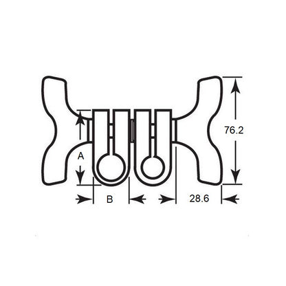 1112847 | SJ-14DRS (Each) --- Swivel Joints - 15.88x19.05x50.8 mm Double Wing Knob