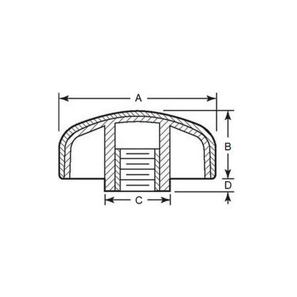 1061184 | KF048F-030-3L-SFT (5 Pcs) --- Lobe Knobs - 10-32 UNF (4.76mm) x 29.97 mm x 14 mm