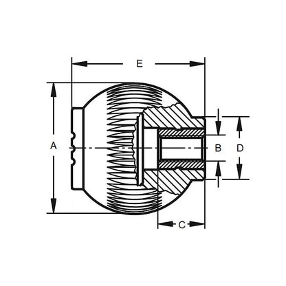 1088517 | KF095C-040-NG (10 Pcs) --- Knobs - 3/8-16 UNC (9.53mm) x 39.88 mm x 39.9 mm