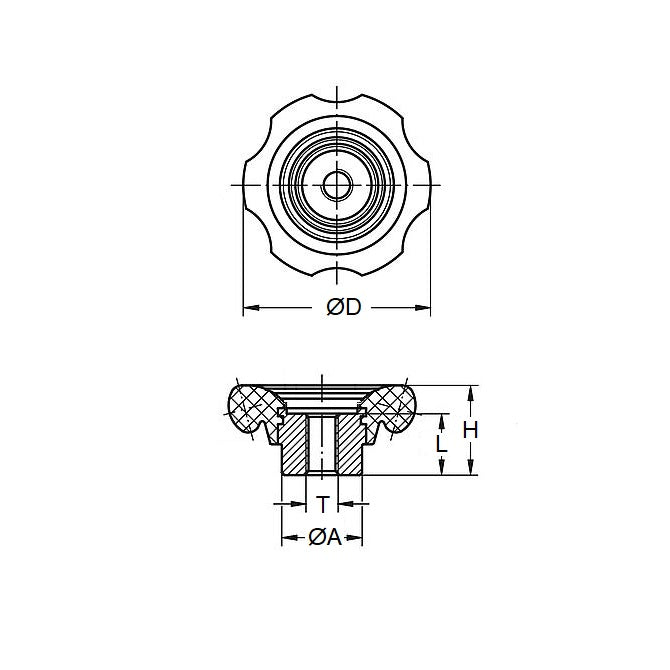 Manopola per valvola e volantino 6,5 foro quadrato x 50 mm - Valvola in plastica - Foro quadrato - MBA (confezione da 1)