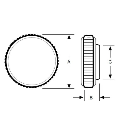 1083327 | KM080M-026-KNU-B (15 Pcs) --- Knobs - M8 (8.00mm) - Use Own Screw x 26 mm x 9.8 mm