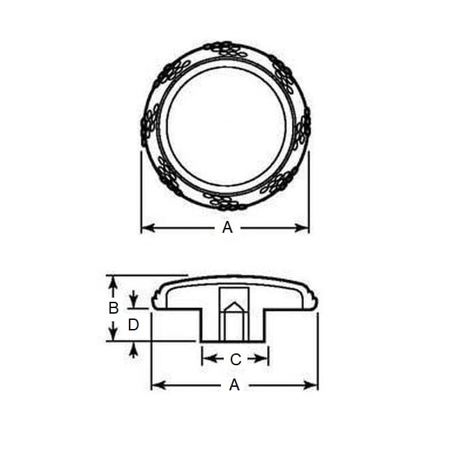 Bouton moleté 5/16-18 UNC x 50.04 - Insert en laiton thermoplastique doux au toucher - Femelle - MBA (Pack de 1)