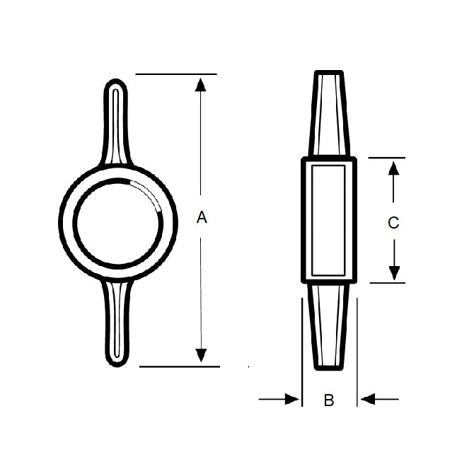 1064462 | KM050M-026-TEE-G (10 Pcs) --- Thumb Knobs - M5 (5mm) - Use Own Screw x 26 mm x 6.6 mm