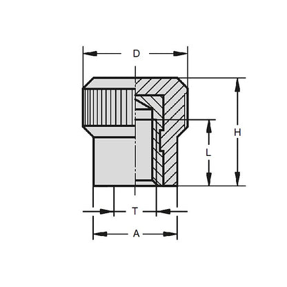 Bouton moleté M6 x 15 mm phénolique – femelle – MBA (lot de 1)