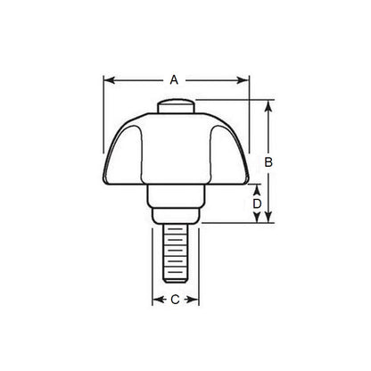 1086912 | KM095C-050-3L-SAF25 (Each) --- Lobe Knobs - 3/8-16 UNC - 9.53mm - 50.04x25.4 mm Three Lobe - Plastic with Insert Knob