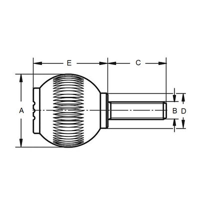 1103053 | KM127C-050-NG-SS (PK-10) --- Ball Knobs - 1/2-13 UNC - 12.7mm - 50.04x39.9 mm Male Threaded - Stainless Steel Knob