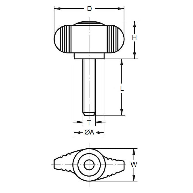 1084357 | KM080M-070-W --- Wing Knobs - M8x1.25 x 70 mm x 30 mm