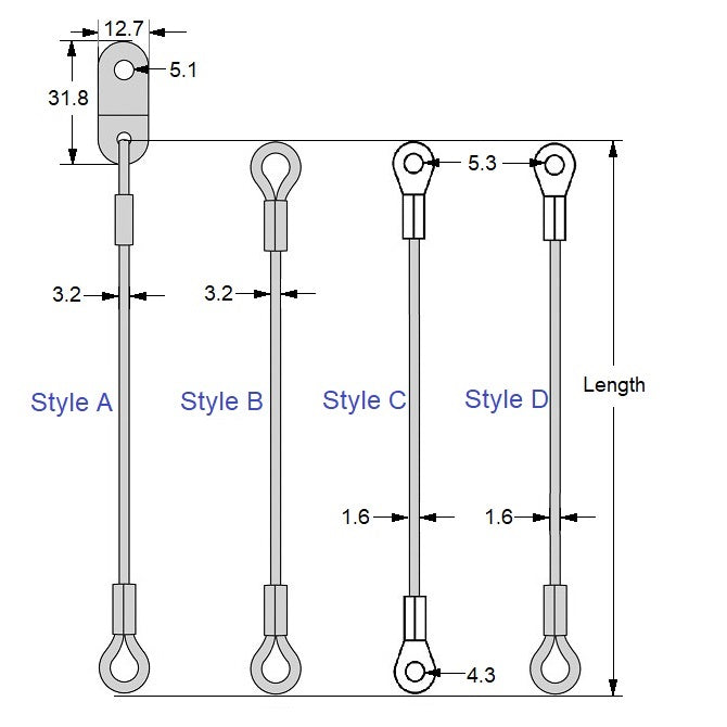 1212599 | FPC-115RS (50 Pcs) --- Nylon Coated Steel Lanyards - 254 mm C