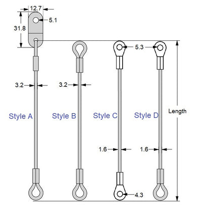 1212599 | FPC-115RS (50 Pcs) --- Nylon Coated Steel Lanyards - 254 mm C