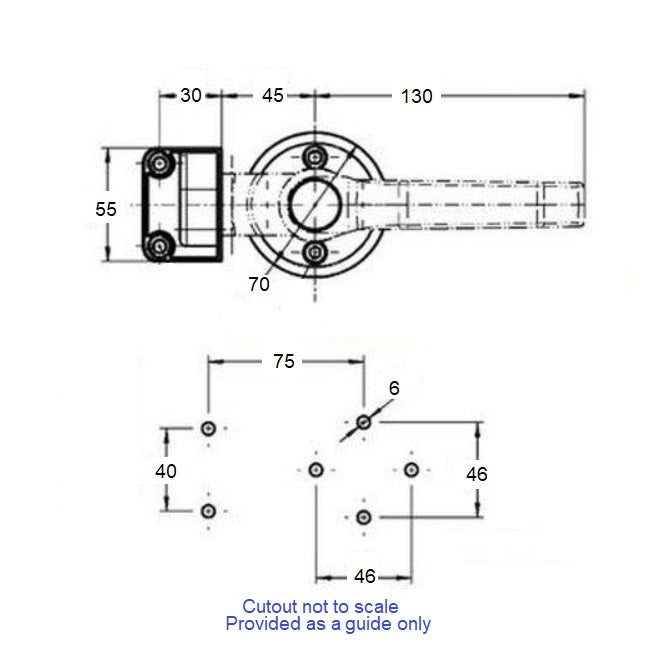 1229347 | ELH-1146RS --- Latching Handles - Outside Door Catch x 130 mm 55 x 30