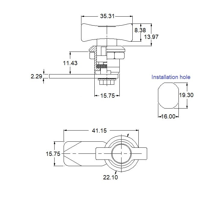 1225876 | LOK-524RS --- Latches - Wing Knob Lock x  Die Cast Plated x 22.1 mm