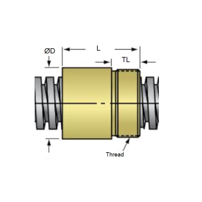 1085308 | AR212RS (PK-4) --- Nuts Leadscrew - 9.525 mm - 12 - 1 Imperial - Bronze