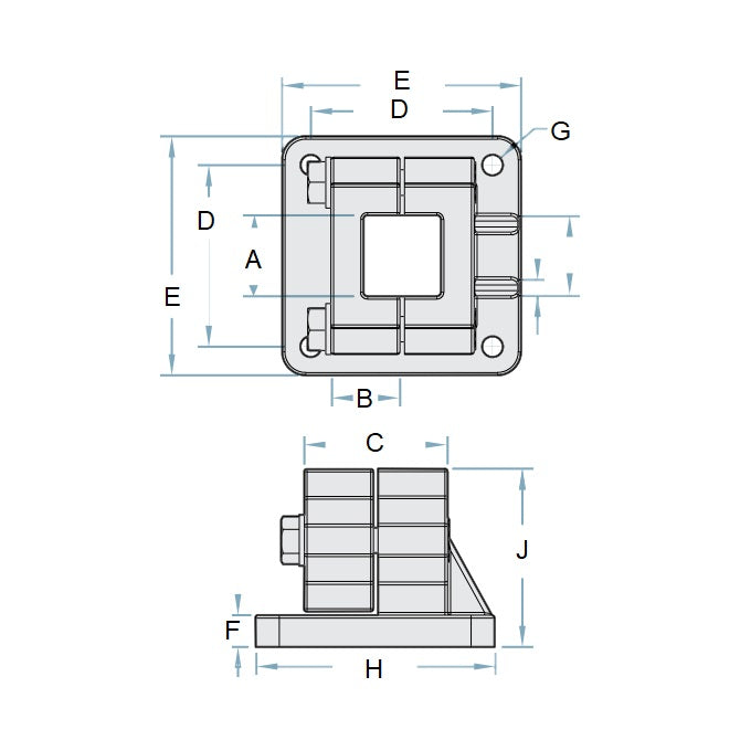 1134187 | LCSQCL-0254-F (Each) --- Housing Clamps Square Linear - 25.4 mm Flanged Base 24.99 mm