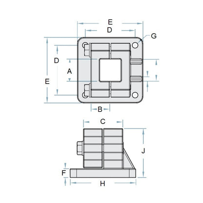 1151406 | LCSQCL-0381-F --- Housing Clamps Square Linear - 38.1 mm x  Flanged Base x 33.99 mm