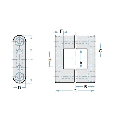 1134939 | LCSQCL-0254-Q --- Housing Clamps Square Linear - 25.4 mm x  Square Clamp x 24.99 mm