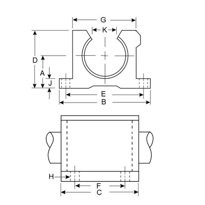 1101603 | PBC-110RS (Each) --- Housings Pillow Block Frelon Linear - 12.7x17.45x50.8 mm Precision