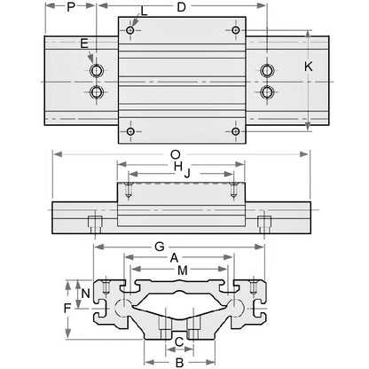 1089973 | PBC-1155RS (Each) --- Mini Rail Self-Lubricating Linear - 9 0.025-0.051 10 mm - Ceramic Coated RC70 with Frelon Gold