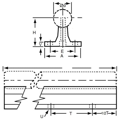 Rail sans support d'arbre 38,1 x 63,5 x 609,6 - - - MBA (Pack de 1)