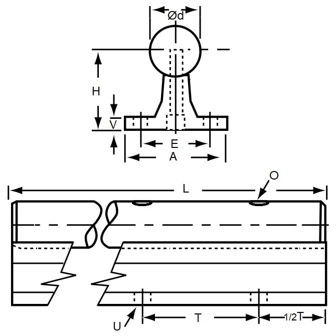 1103827 | TLM-1950RS --- Rail Supports Linear - 12.7 mm x 28.58 mm x 609.6 mm