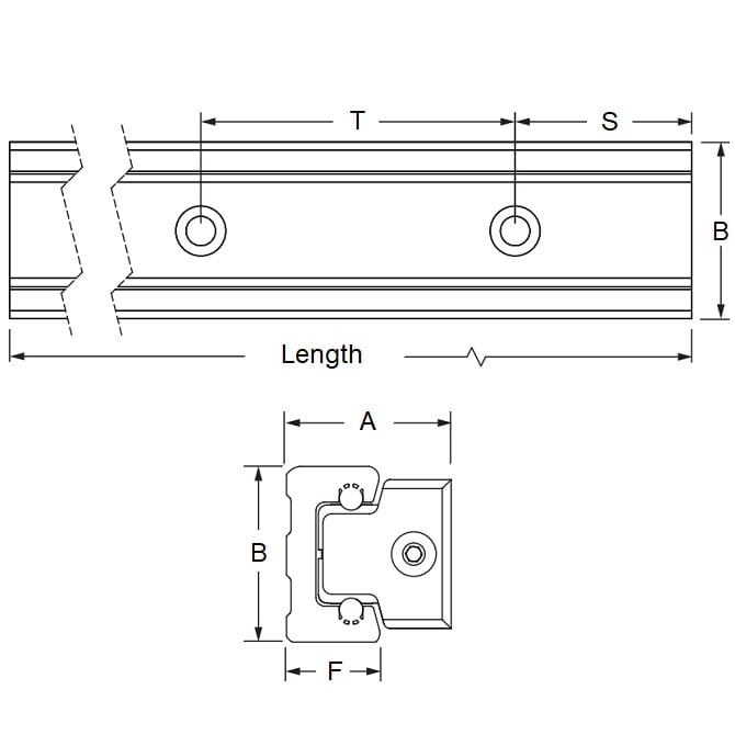 1146601 | PBC-650RS --- Redi-Rail Rail Linear - 33.528 mm x 304.8 mm x 15.24 mm