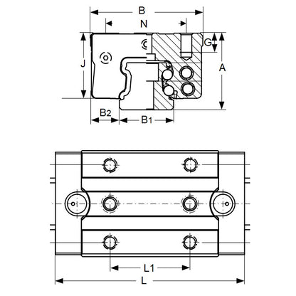 1147744 | TLM-3193RS (Each) --- Rail Systems Type 2 Carriage Linear - Size Reference 35 - 48x70 mm Narrow
