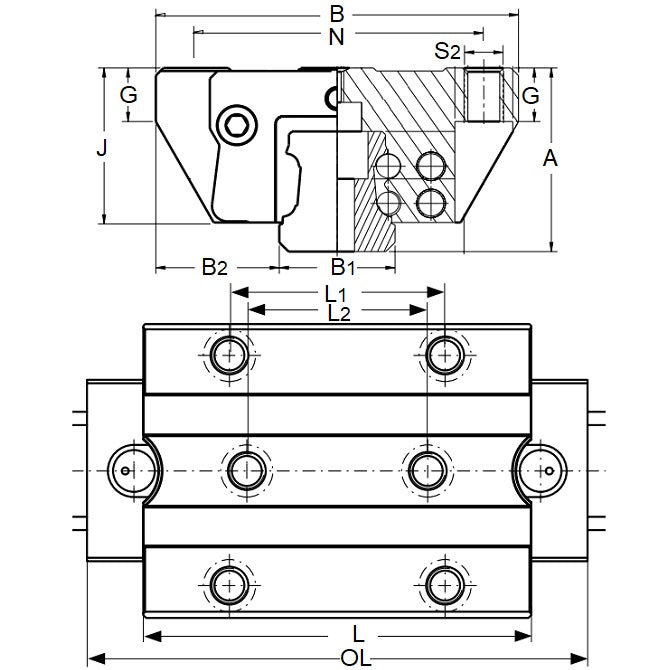 1133825 | TLM-3087RS (Each) --- Rail Systems Type 3 Carriage Linear - Size Reference 25 - 36x70 mm Standard