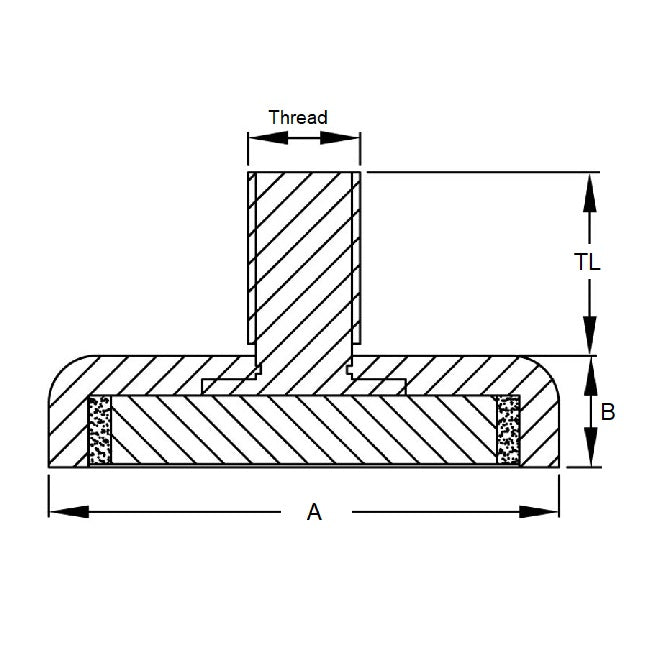 Magnete per gruppi di tazze 73,03 x 9,53 mm - 1/4-20 UNC - Perno - MBA (confezione da 1)