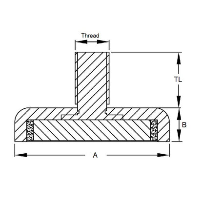 Magnete per gruppi di tazze 73,03 x 9,53 mm - 1/4-20 UNC - Perno - MBA (confezione da 1)