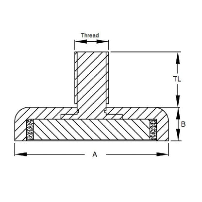 Magnete per gruppi di tazze 66,68 x 9,53 mm - 1/4-20 UNC - Perno - MBA (confezione da 1)