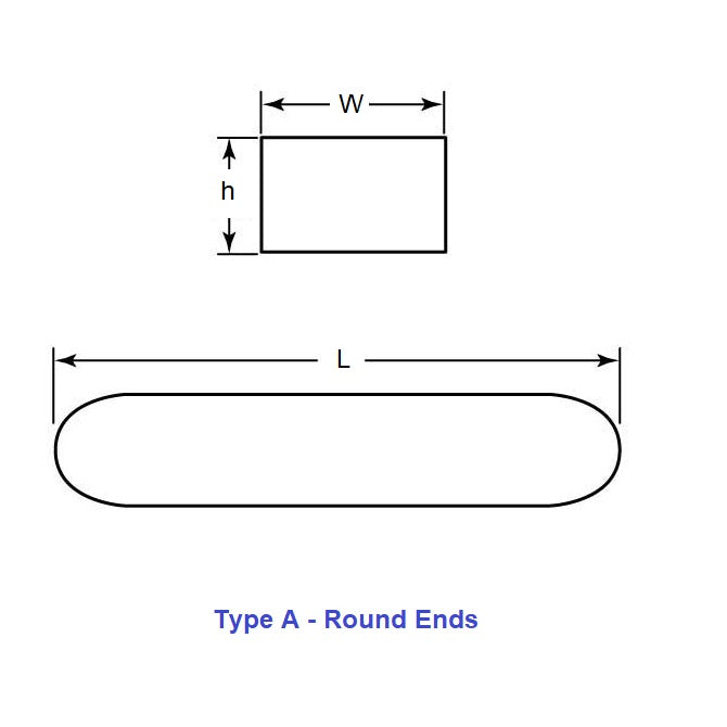 Clé de machine 6,35 x 6,35 x 38 mm - Acier inoxydable de qualité 316 - Extrémités carrées - Sous-dimensionnée - Standard - ExactKey (Pack de 5)