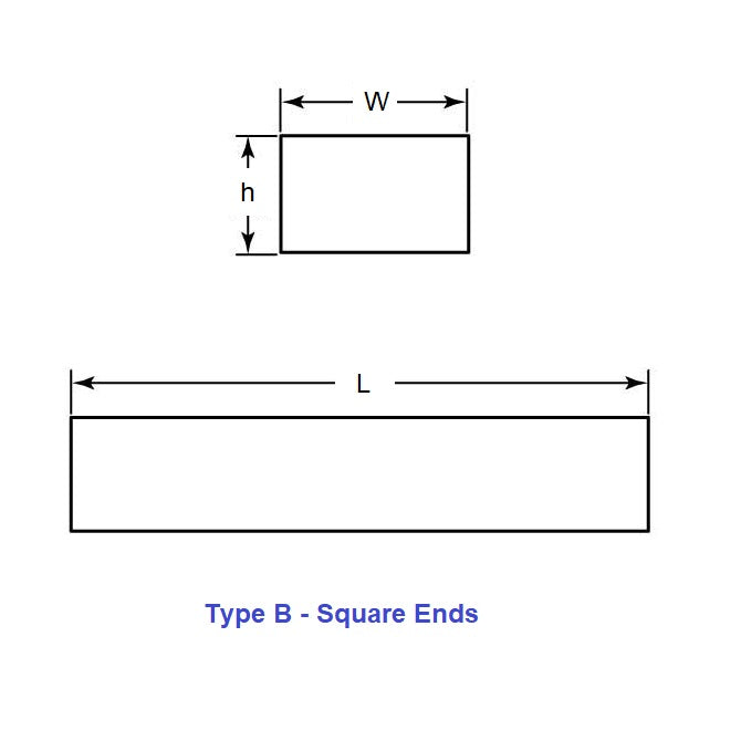 1102511 | K-1270-1270-5080B-C (5 Pcs) --- Keys - 12.7 mm x 12.7 mm x 50.8 mm