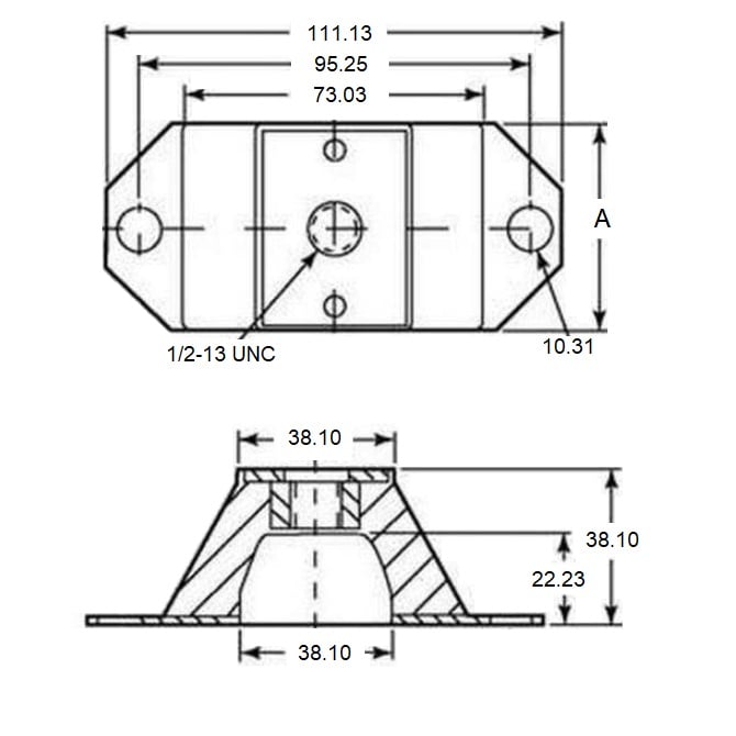 Supporto a compressione 59 kg x 50,8 mm - Gomma neoprene - MBA (confezione da 1)