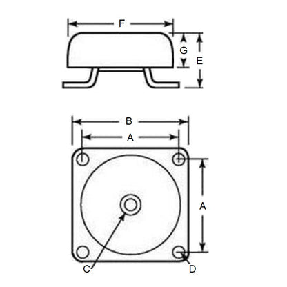 1192007 | MCUP-0113-076 --- Cup Industrial Mounts - 113.4 Kg x 76.2 mm 3/8-16 UNC (9.53mm)