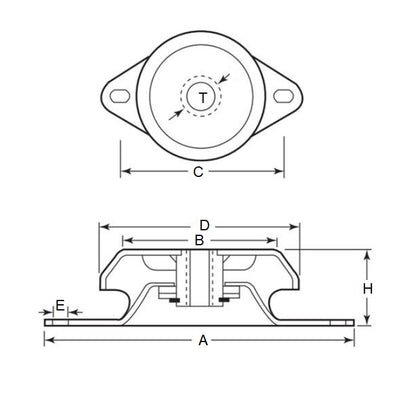 1219028 | MVI-0318-C2 (Each) --- Vibration Isolation Mounts - 317 Kg - 204.1 Kg - 92.08 mm Cup Style 2 - Steel Mount