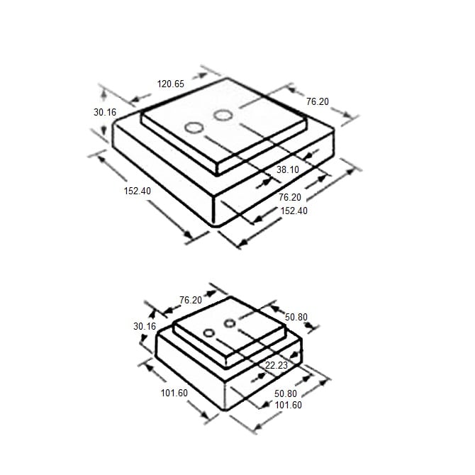 1201434 | MLM-4540-152-MC (4 Pcs) --- Levelling Studded Machine Mounts - 152.40 x 152.40 x 30.2 mm x 80