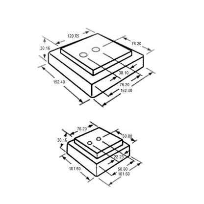 1201412 | MLM-4540-152-MC (4 Pcs) --- Levelling Studded Machine Mounts - 152.40 x 152.40 x 30.2 mm x 80