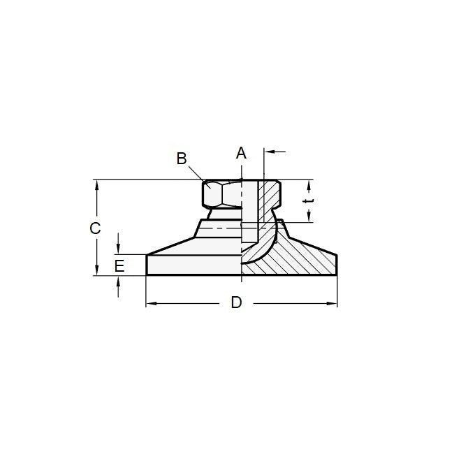 Supporto di livellamento 315 Kg - 1/4-20 UNC - 25,4 x 17,8 mm - Presa cromata nera - MBA (confezione da 1)