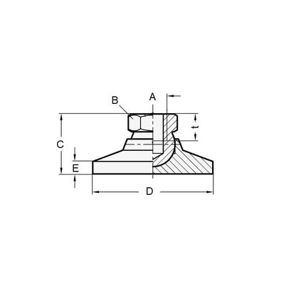 Supporto di livellamento 315 Kg - 1/4-20 UNC - 25,4 x 17,8 mm - Presa cromata nera - MBA (confezione da 1)