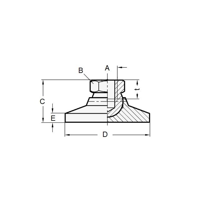 Support de mise à niveau 820 Kg - 3/4-10 UNC - 76,2 x 38,1 mm - Douille Chromate Or avec Pad Acétal - MBA (Pack de 1)