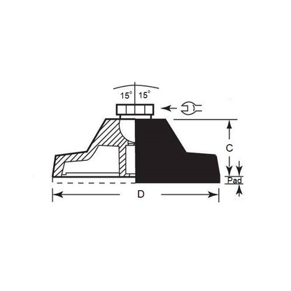 1113498 | MLF-159C-S3NY-0LH --- Levelling Socket Mounts - 5/8-11 UNC (15.88mm) x 101.6 mm x 18.5 mm