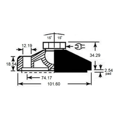 Support de mise à niveau 1180 Kg - 3/4-10 UNC - 101,6 x 18,5 mm - Douille Nylon - Avec trous de décalage - MBA (Pack de 1)