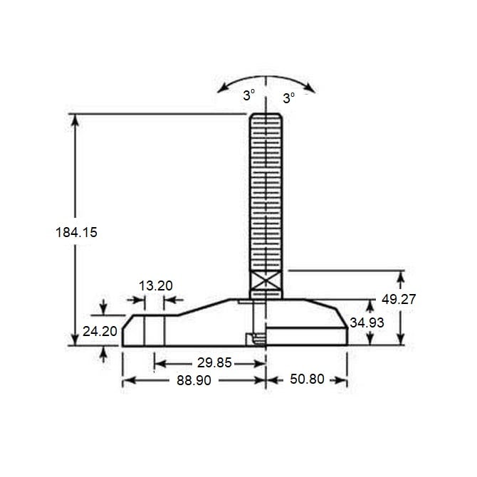 1104833 | MLM-127C-152-S4-AHY1-100 --- Mounts - 1/2-13 UNC (12.7 mm) x 100.1 mm x 32 mm